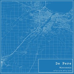 Blueprint US city map of De Pere, Wisconsin.