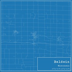 Blueprint US city map of Baldwin, Wisconsin.