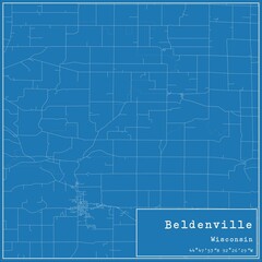 Fototapeta premium Blueprint US city map of Beldenville, Wisconsin.