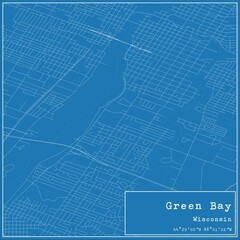 Blueprint US city map of Green Bay, Wisconsin.