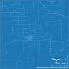 Blueprint US city map of Seymour, Wisconsin.