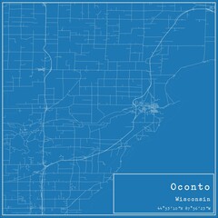 Blueprint US city map of Oconto, Wisconsin.