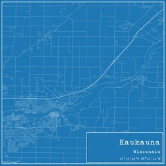Blueprint US city map of Kaukauna, Wisconsin.