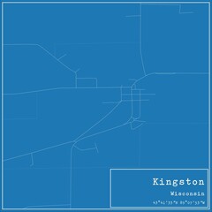 Blueprint US city map of Kingston, Wisconsin.