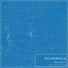 Blueprint US city map of Friendship, Wisconsin.