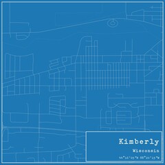 Fototapeta premium Blueprint US city map of Kimberly, Wisconsin.