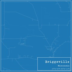 Blueprint US city map of Briggsville, Wisconsin.