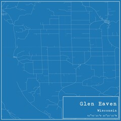 Blueprint US city map of Glen Haven, Wisconsin.