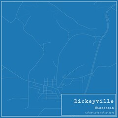 Blueprint US city map of Dickeyville, Wisconsin.