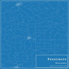 Blueprint US city map of Fennimore, Wisconsin.