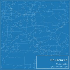 Blueprint US city map of Mountain, Wisconsin.