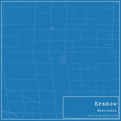 Fototapeta premium Blueprint US city map of Krakow, Wisconsin.