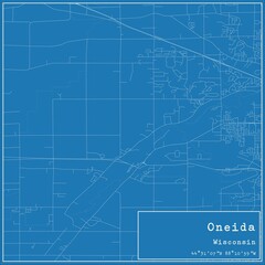 Blueprint US city map of Oneida, Wisconsin.