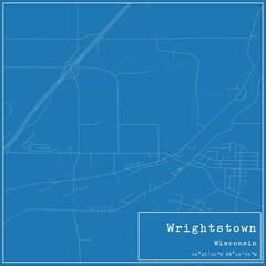 Fototapeta premium Blueprint US city map of Wrightstown, Wisconsin.