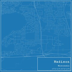 Blueprint US city map of Madison, Wisconsin.