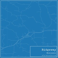 Obraz premium Blueprint US city map of Ridgeway, Wisconsin.