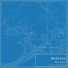 Obraz premium Blueprint US city map of Madison, Wisconsin.
