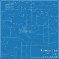 Blueprint US city map of Stoughton, Wisconsin.