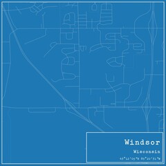 Blueprint US city map of Windsor, Wisconsin.