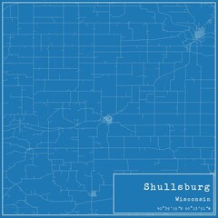 Blueprint US city map of Shullsburg, Wisconsin.