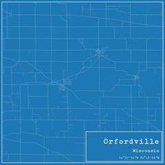 Blueprint US city map of Orfordville, Wisconsin.