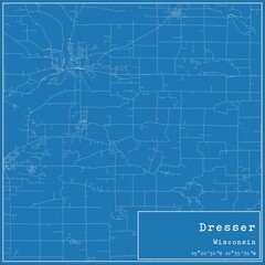 Obraz premium Blueprint US city map of Dresser, Wisconsin.