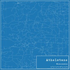 Blueprint US city map of Athelstane, Wisconsin.