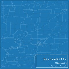 Blueprint US city map of Pardeeville, Wisconsin.