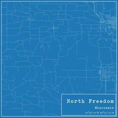 Blueprint US city map of North Freedom, Wisconsin.