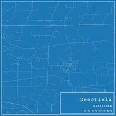 Blueprint US city map of Deerfield, Wisconsin.