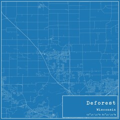 Blueprint US city map of Deforest, Wisconsin.