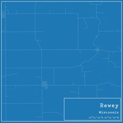 Blueprint US city map of Rewey, Wisconsin.