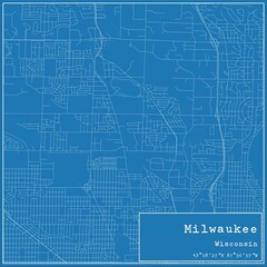 Blueprint US city map of Milwaukee, Wisconsin.