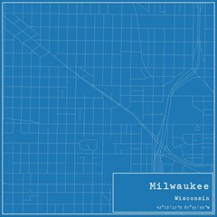 Blueprint US city map of Milwaukee, Wisconsin.