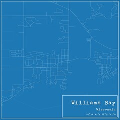 Blueprint US city map of Williams Bay, Wisconsin.