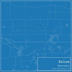 Blueprint US city map of Salem, Wisconsin.