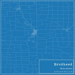 Blueprint US city map of Brodhead, Wisconsin.