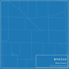 Blueprint US city map of Avalon, Wisconsin.