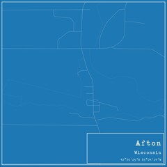 Blueprint US city map of Afton, Wisconsin.