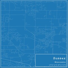 Fototapeta premium Blueprint US city map of Sussex, Wisconsin.