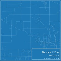 Blueprint US city map of Saukville, Wisconsin.