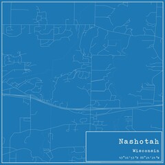 Blueprint US city map of Nashotah, Wisconsin.