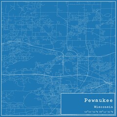 Fototapeta premium Blueprint US city map of Pewaukee, Wisconsin.