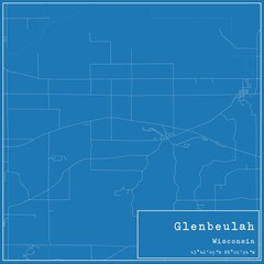 Blueprint US city map of Glenbeulah, Wisconsin.