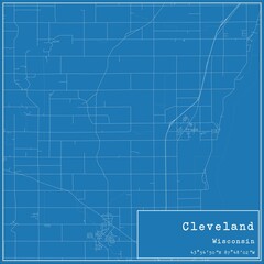 Blueprint US city map of Cleveland, Wisconsin.