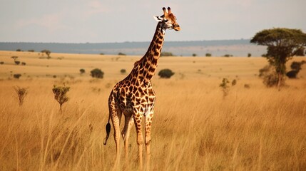 Obraz premium giraffe in the savannah generative ai