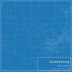 Fototapeta premium Blueprint US city map of Cedarburg, Wisconsin.