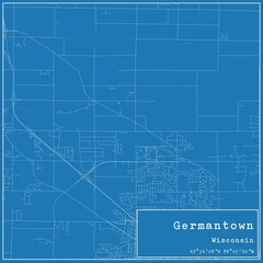 Blueprint US city map of Germantown, Wisconsin.