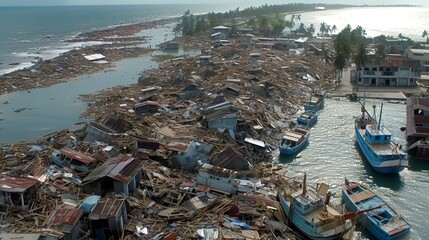 Fototapeta na wymiar indian ocean earthquake and tsunami generative ai