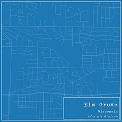 Blueprint US city map of Elm Grove, Wisconsin.